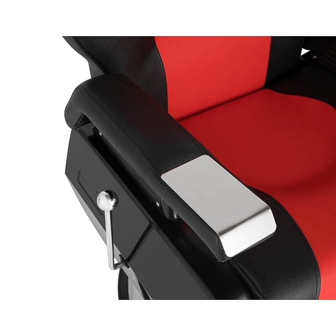 OmySalon All Purpose Hydraulic Barber Chair Heavy Duty, Recline Salon Chair for Hair Stylist Tattoo, Beauty Styling Shampoo Equipment Red & Black