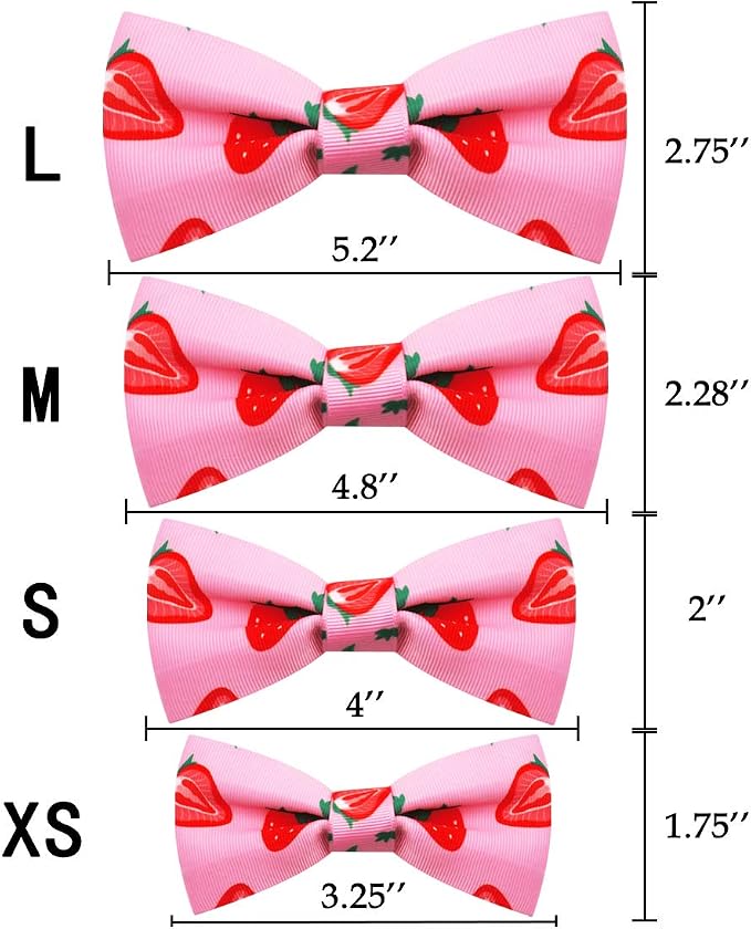 azuza Dog Collar Bow tie, Lovely Pink Dog Collars with Bowtie for Small Dogs