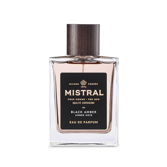 Mistral Men’s Cologne – Black Amber Eau de Parfum | Warm & Woody Masculine Scent with Fresh Lemon, Amber, Cedarwood & Musk | Cruelty-Free & Long-Lasting Perfume for Men, Made in France - 3.4 Oz