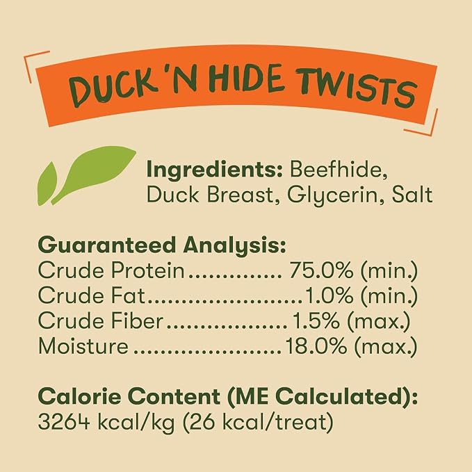 Pet 'n Shape Duck 'n Hide Twists: All-Natural Duck Wrapped Rawhide Dog Chews, High-Protein, No Wheat, Corn, or Soy, Long-Lasting Treat | Premium duck breast, 5-inch, Limited ingredients, Wheat and soy free, Ideal for training, For all life stages, High...