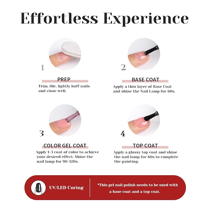 Deep Red Gel Nail Polish, UV/LED Soak Off Christmas Red Gel Polish for Manicure Salon or DIY Nail Art at Home,Fall Winter Color, 0.5 fl.oz - GP0053