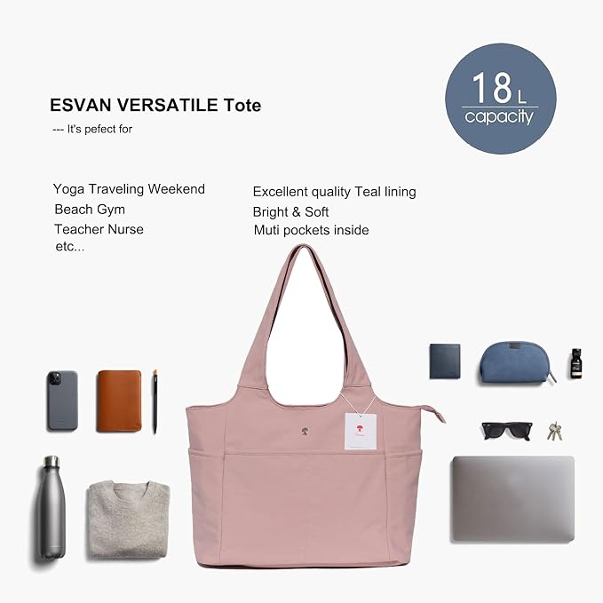 ESVAN Yoga Tote Bag Mat bag Women Shoulder Bags Carryall Tote for Travel Office Workout Gym Nurse Beach