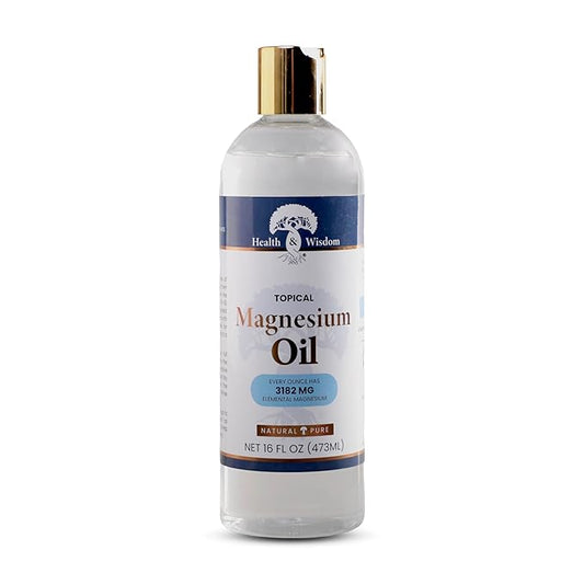 Health & Wisdom Pure Magnesium Oil - Topical Muscle & Joint Relief- Natural and Pure Skin Moisturizer - Enhanced Absorption - 16 fl oz