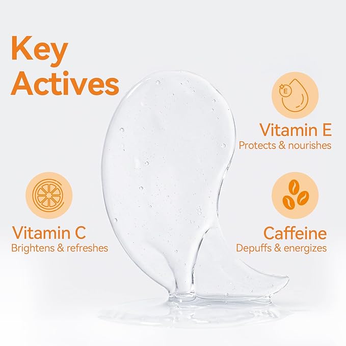 Charge Energy Under Eye Patches (28 Pairs), Vitamin C & Caffeine Eye Mask for Puffy Eyes, Dark Circles and Bags - Cooling Hydrogel Patches, 5-Minute Morning Wake-up Call for Tired Eyes, All Skin