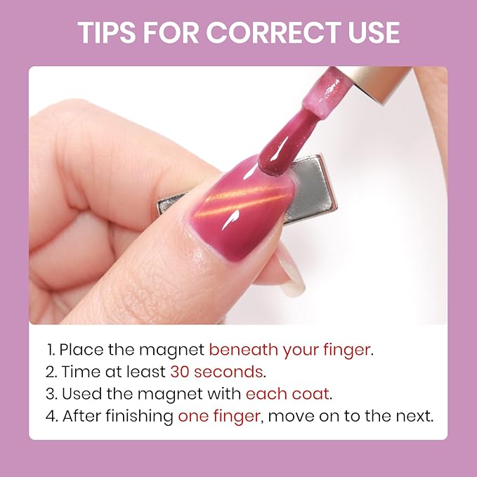 Red Magnetic Nail Polish Non Gel, Red Cat Eye Nail Polish Quick Dry Lacquer Manicure Gift For Women Girls 16ml/0.54 oz