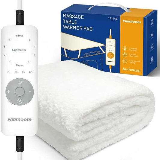 Massage Table Warmer Heating Pad Professional Massage Bed Warmer with 4 Timer, 8 Heat Settings, Overheat Protection for Massage Bed & Spa, Thickened & Soft Fleece, 30" x 71"