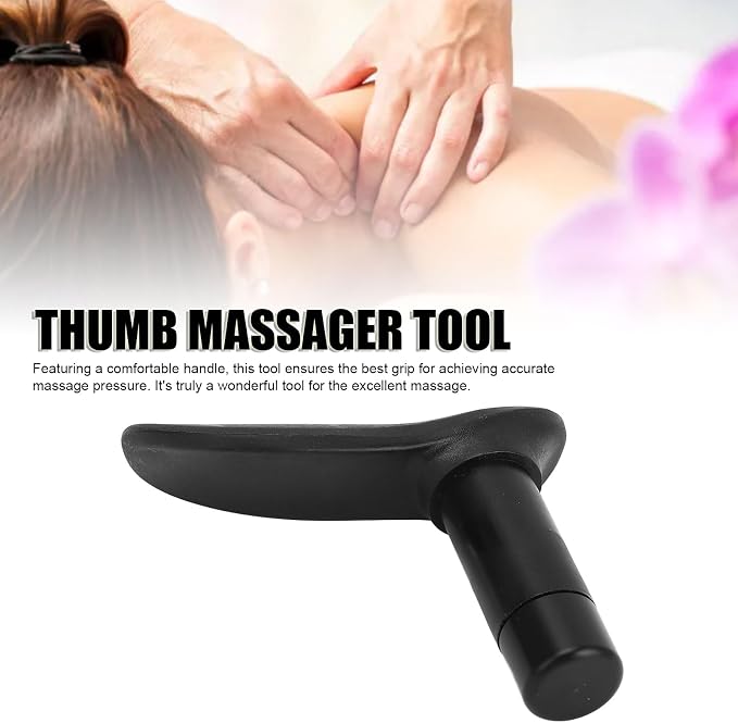 Manual Trigger Point Massage Tool Ergonomic Stress Relief Portable Thumb Massager for Body Deep Tissue Massage Neck Back Legs Rubber Metal Compact Lightweight (Flat Head)