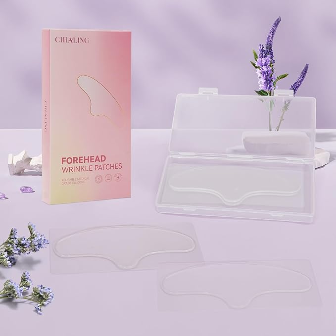 Forehead Wrinkle Patches | Reusable Overnight Smoothing Patches with Lavender Oil | Anti-Wrinkle Silicone Face Tape to Reduce Fine Lines, Prevent Creases | Non-Invasive Facial Pads | Pack of 4
