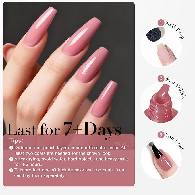 AZUREBEAUTY Valentine's Nail Polish, Hazy Rose Quick Dry Nail Lacquer Natural Strengthening Treatment Kit DIY Salon at Home Women Gifts 0.34 fl oz