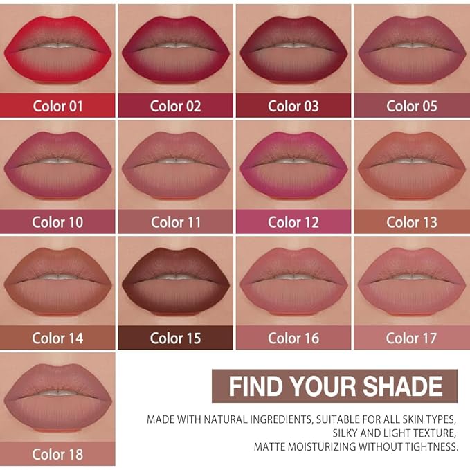 evpct Mauve Red Gradient Matte Lipstick Lip Liner Crayon Combo Pencil Set for Women Long Lasting Waterproof, Plum Matte Cream Lip Liner and Lipstick Combo Makeup, Flawless Gradual Ombre Effect, 10