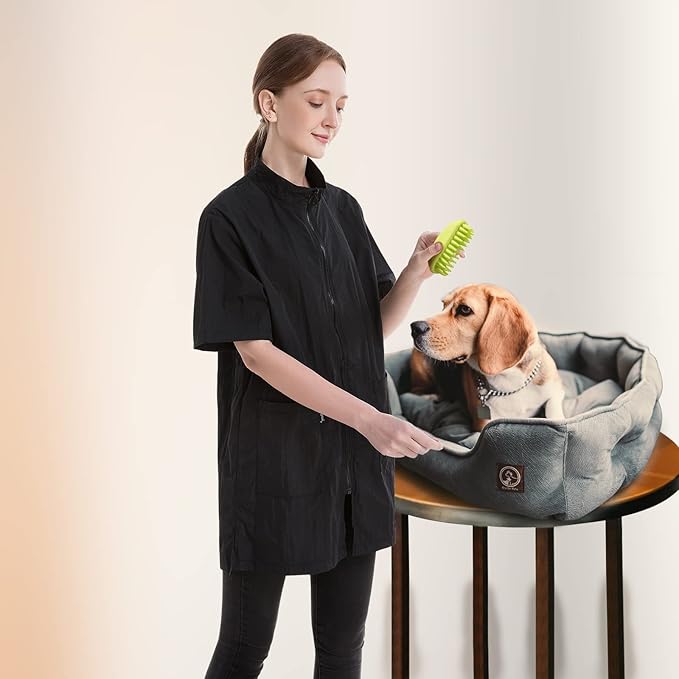DHXYZZB Grooming Smock Waterproof Workwear Barber Jackets for Women Men, Nylon Professional Dog Groomer Smock Barber Apron