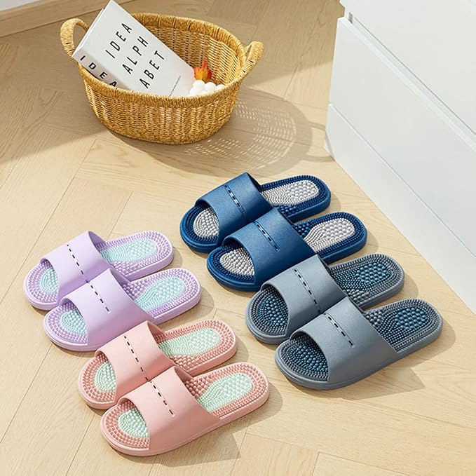 Acupressure Massage Slippers Acupressure Foot Massager Shoes Reflexology Sandals Gift for Men Women Reduce Feet Neuropathy Pain Relief and Tension (Light Purple,US Women 8-9/ Men 6.5-7.5)