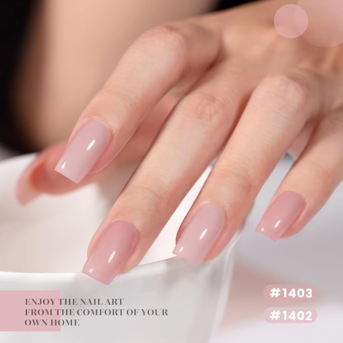 RARJSM Nude Jelly Gel Nail Polish Set Sheer Soft Ivory Blush Beige Rosy Mocha Brown Pink Cashmere Gray 6 Pcs Neutral Skin Tone Colors French Manicure Gelpolish Soak Off Curing Requires for Home Salon