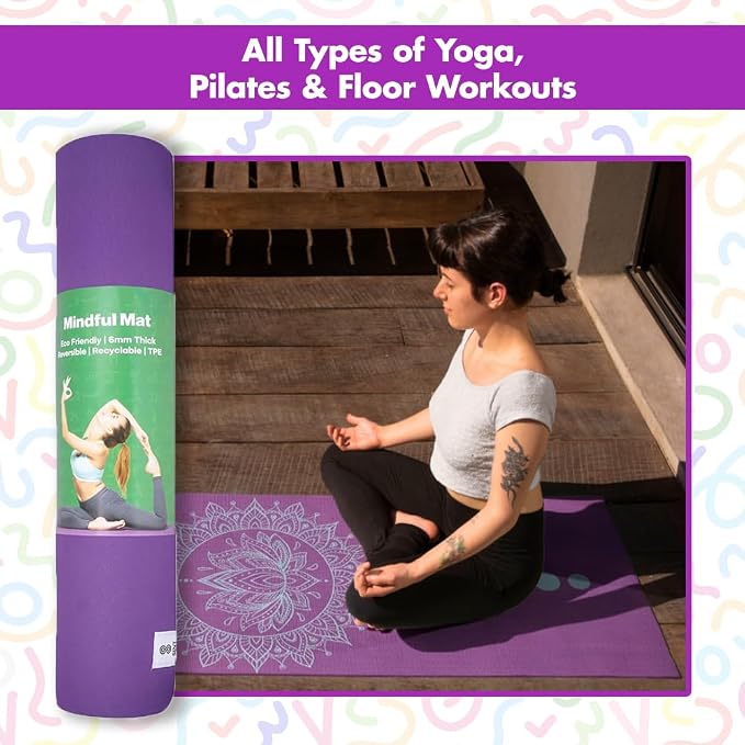 HOME ARCHIVE Premium Yoga Mat 6mm Print Reversible Extra Thick and Large Non Slip Exercise & Fitness Mat for All Types of Yoga Pilates & Floor Workouts (78" x 24" x 6mm Thick)