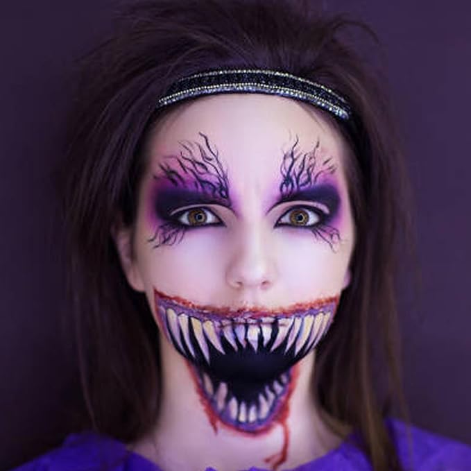 MEICOLY 3PCS Black Purple Lime Green Face Body Paint Stick Set,Face Paint for Halloween Wicked Witch,Frankenstein,Ghost,Zombie SFX Character Makeup,Elphaba Face Paint Makeup,Eye Black Stick Kit