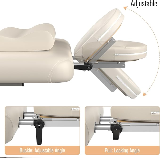 Heavy-Duty Electric Lift Massage Table with Electric Adjustable Backrest and Legs, Wide Physical Therapy Massage Bed with Wheels, Professional Spa Facial Bed, PU Leather, 32'' W × 75'' L