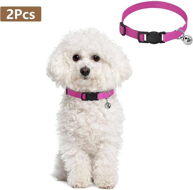Rose Red Gradient Metal Bell Included Pet Collars 2 Pack Soft Cat Collar
