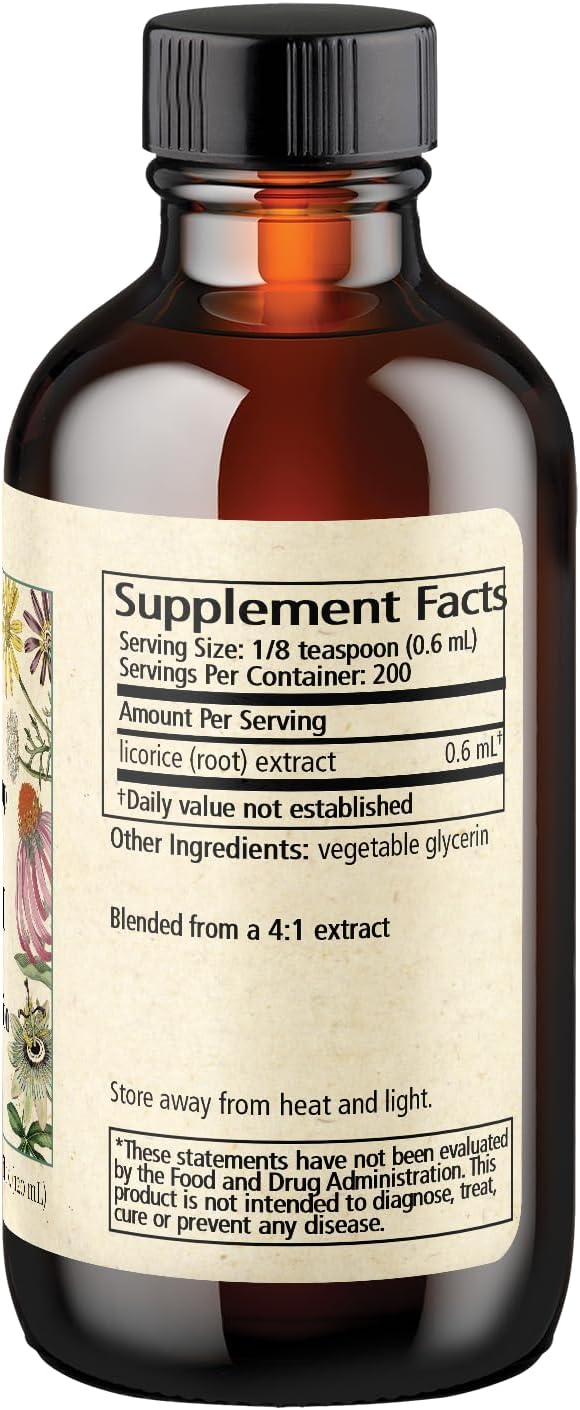 Wise Woman Herbals Licorice Botanical Syrup (Formerly Solid Extract) 4:1, Alcohol-Free, Digestive Comfort, Adrenal Balance, Immune, Respiratory & Healthy Inflammatory Response Support, 4 Fl Oz