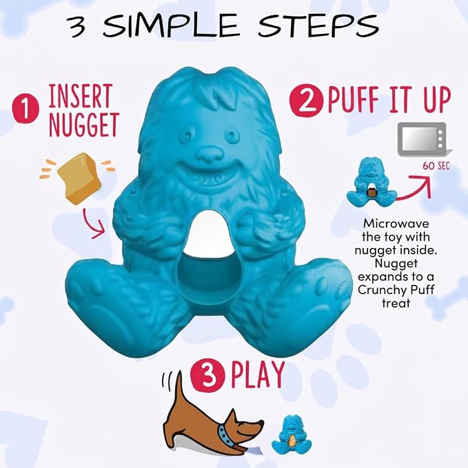 Yeti Puff & Play Interactive Dog Toy, Nugget Treat Dispenser, Blue Yeti