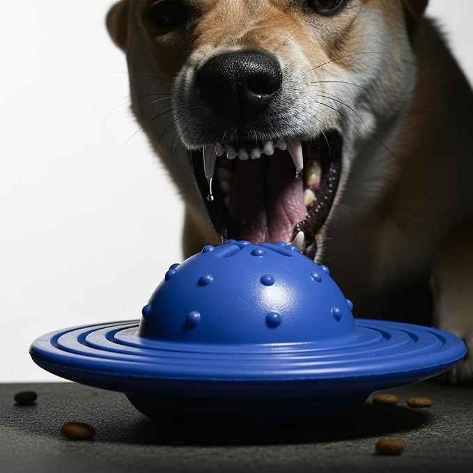 Fuzzl Eco Rubber Chuck & Treat Sky Saucer - Blue - Long Lasting Dog Chew Toys for Aggressive Chewers Strong Dog Toy for Dogs Durable Puppy Toys