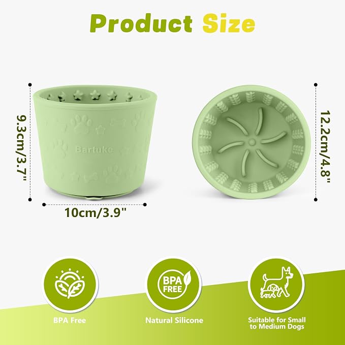 Dog Slow Feeder Lick Bowl, Silicone Dog Bowl with Strong Suction, Green