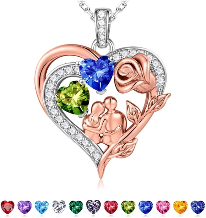 Iefil Valentines Day Gifts for Her - 925 Sterling Silver Birthstone Necklace for Women, Anniversary Birthday Gifts for Wife Girlfriend Mom