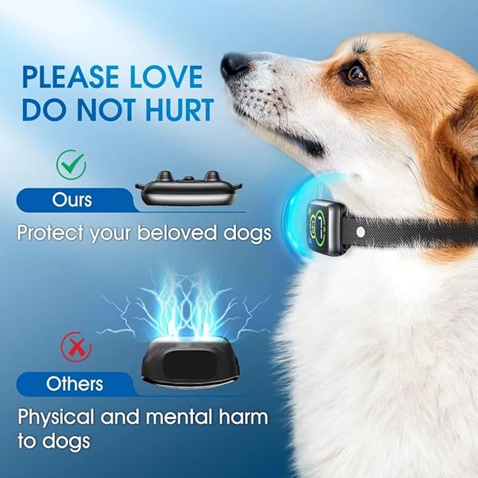Dog Bark Collar for Large Medium Small Dogs, Rechargeable Smart Bark Collar, Anti Barking Training Collar with 7 Adjustable Sensitivity Beep Vibration (Black)