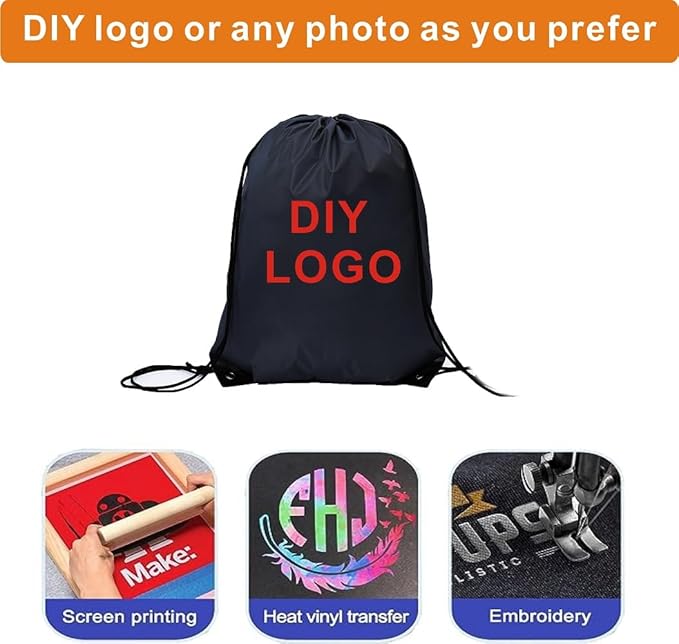 Drawstring Backpack Bulk 24Pcs Draw String Backpack Bags DIY Gym Sports Traveling Yoga Cinch Bag Sackpack Drawstring(black)