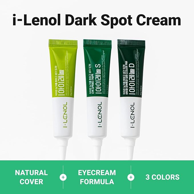 I Lenol Tinted Eye Cream for Dark Circles, Korean Undereye Cover & Care Dual Action Concealer, Hydrating Formula with Niacinamide, Dark Spot Cream 0.52 oz - Light Beige