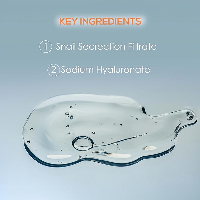 Snail Mucin Serum for Face with Aloe Vera, 96,3% Snail Secretion Filtrate Repairing Essence, Korean Skin Care Hydrating Facial Serum, Personal & Skin Care, 3.38 fl.oz