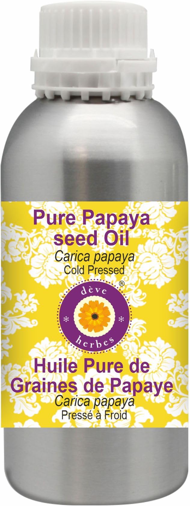 Deve Herbes Pure Papaya Seed Oil (Carica Papaya) Cold Pressed 300ml (10 oz)