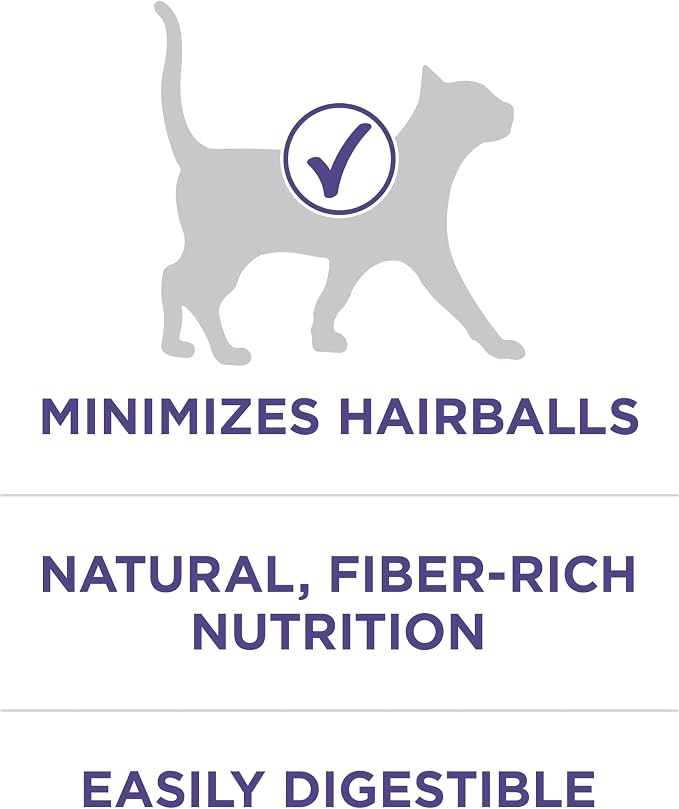 Purina ONE Natural Hairball Control Dry Cat Food, 7 lb Bag | Real chicken high fiber formula with added vitamins and minerals for overall health for adult cats and minimizes hairballs