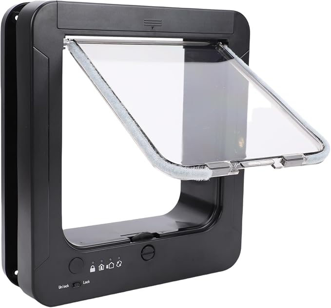 Diydeg Pet Door, 10.24x11.61in Smart Cat Door with Collar Activated, Easy Installation Sensor Cat Flap for Kitty Kittens Doggie Interior Exterior, Dual Entry and Exit Options