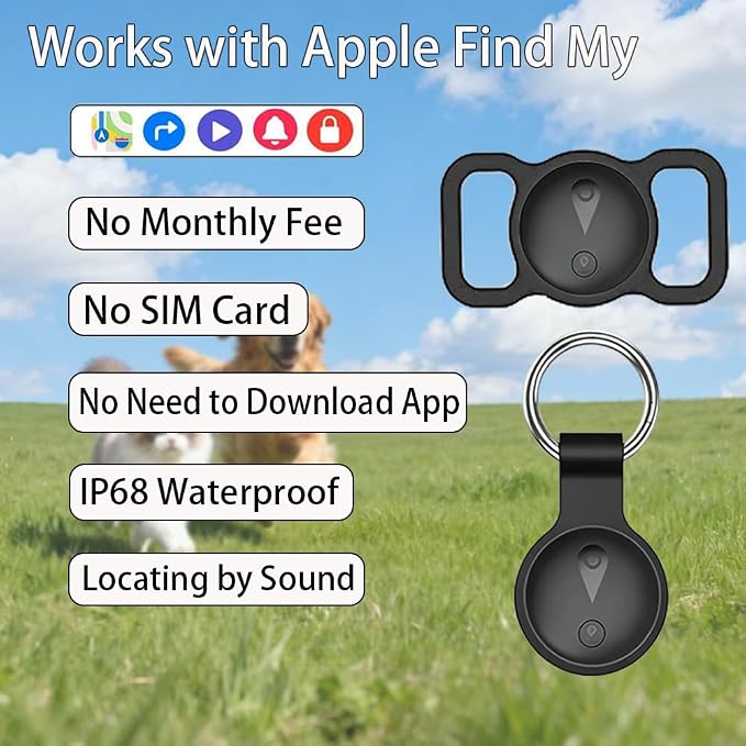 Pet GPS Tracker for Dogs/Cats,Smart Location Collar,Works with iOS Find My