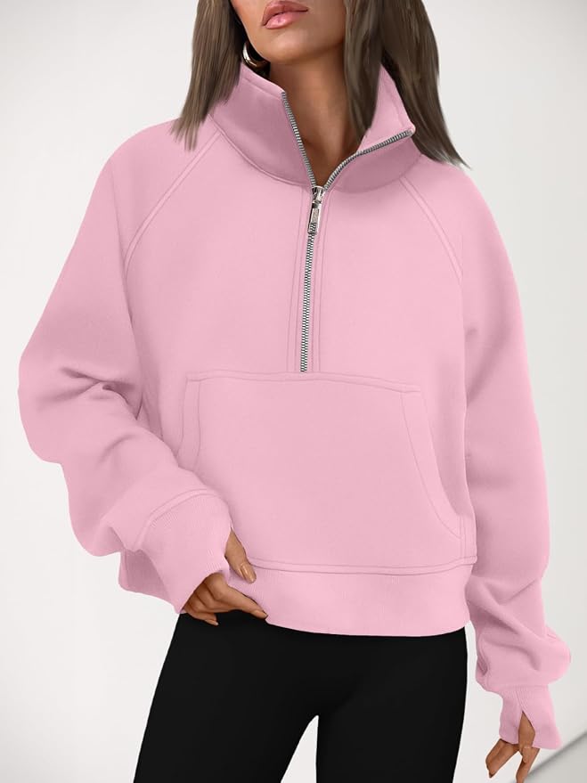 AUTOMET Womens Sweatshirts Half Zip Fleece Pullover Fall Outfits | Fall Fashion Clothes 2026,Cropped Sweatshirts,Cute Y2k Tops,Quarter Zipper Sweater,Winter Loungwear Outfits