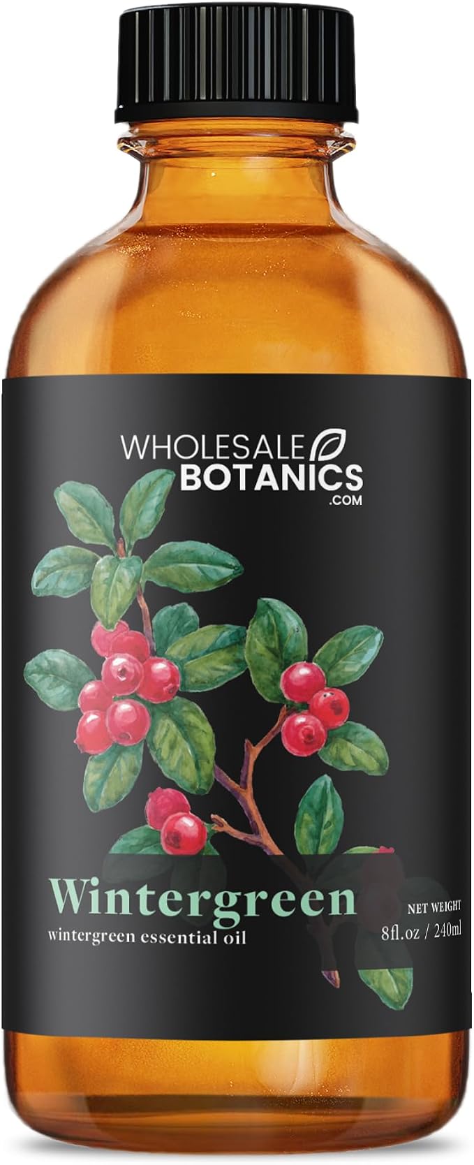 Wintergreen Essential Oil by Wholesale Botanics | Premium Grade 100% Undiluted Essential Oil | for Aromatherapy, Soaps, Lotions, & Candles | Vegan & Cruelty Free (8 Fl Oz)