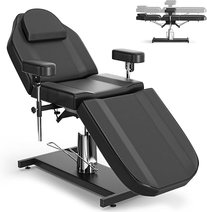 Hydraulic Tattoo Chair Facial Bed for Client Height Adjustable Swivel Tattoo Bed for Esthetician Salon & Beatuy Spa Tattoo Services
