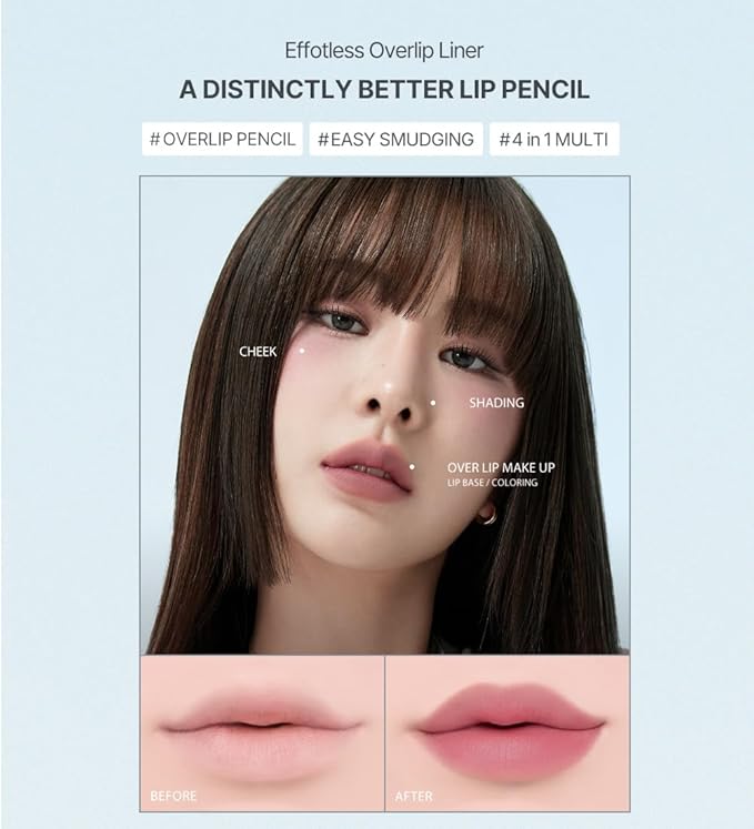 Heart Percent Dote On Mood Lip Liner Pencil, Long-Lasting Creamy Lip Crayon Smooth Lipliner Retractable Lipstick Overlip Line Color 0.8g, #07. Dry Rose