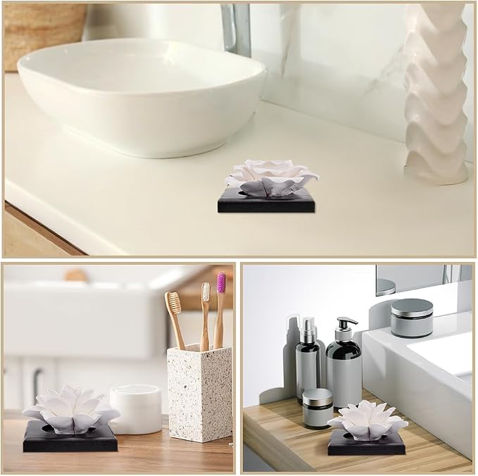 INFUNLY 2PCS White Rose Essential Oil Diffuser Stone Mini Ceramic Aromatherapy Diffusers 3.3x3.3 Inches Scent Air Ornament Kit Essential Oil Passive Flower Diffuser for Gifts Room Office Car Decor