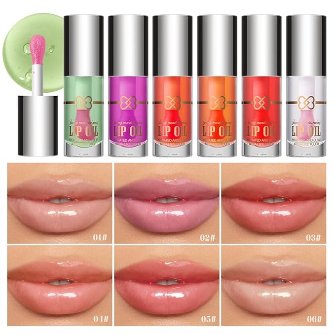 Nourishing Lip Oil, Deep Moisturizing Lip Balm Liquid, Non-Sticky High Shine Lip Gloss, Hydrating Lip Tint for Soft, Smooth, Healthy-Looking Lips, Lightweight Glossy Lip Care for Daily Use-5#