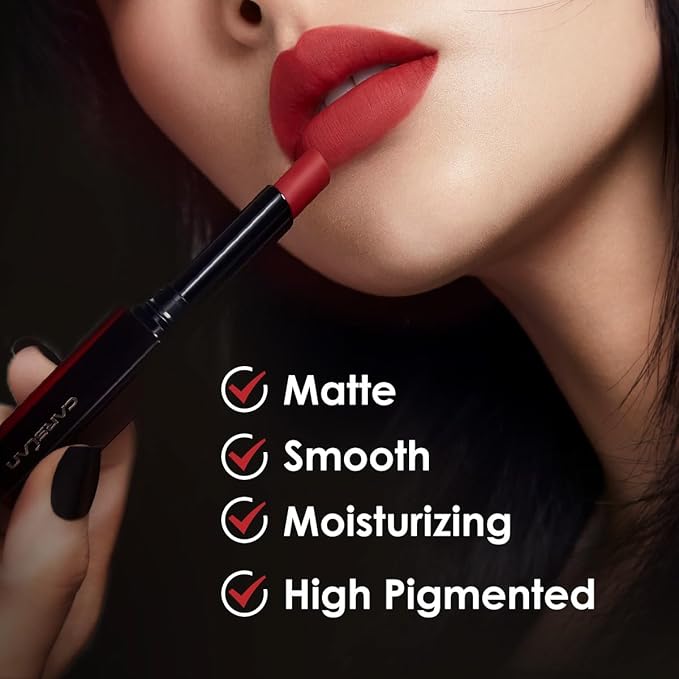 CARSLAN Light Cream Longwear Lipstick, 12H Longlasting Matte Lipstick, High Impact Lip color with Moisturizing Formula with Vitamin E, M05, 0.06 Oz