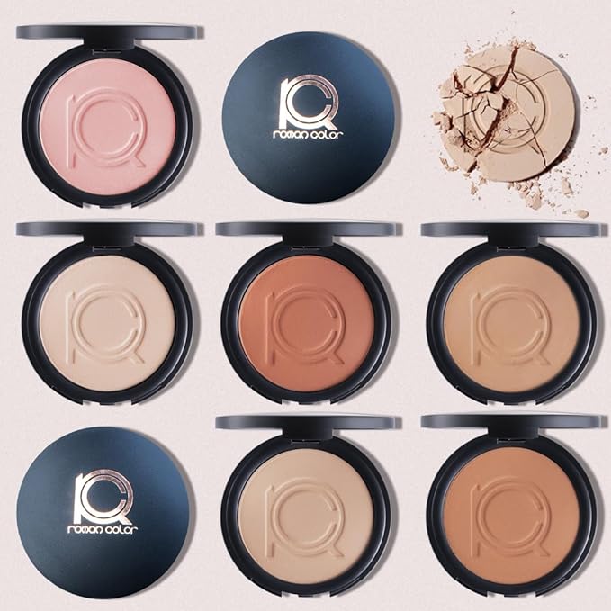 Makeup Beauty Pressed Powder foundation Compact Full Coverage Foundation Skin Care Face Makeup Essentials Contour Palette Setting Powder fit me powder foundation makup 0.49 OZ (Rosado, 0.49 OZ)