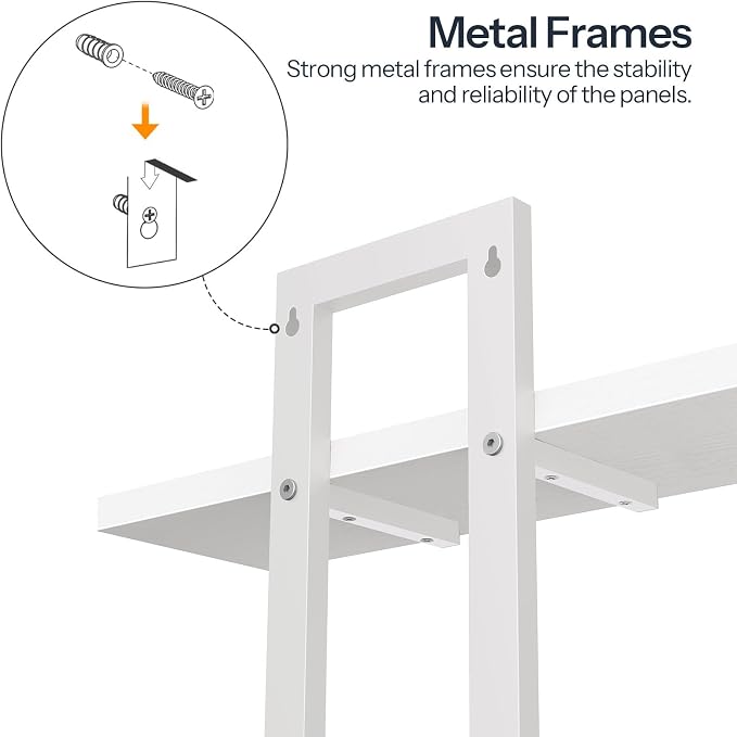 HOOBRO Floating Shelves, 15 Inch Wall Shelf Set of 2, Wall Mounted Storage Shelves 2-Tier, Hanging Bathroom Shelves, for Living Room, Bedroom, Bathroom, Kitchen, White WW32BJ01