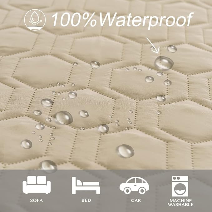 Tcksstex Waterproof and Anti-Slip Dog Bed Cover and Pet Blanket Sofa Pet Bed Mat ，car Incontinence Mattress Protectors Furniture Couch Cover for Most Cats Dogs, Pets (82x82- Beige)
