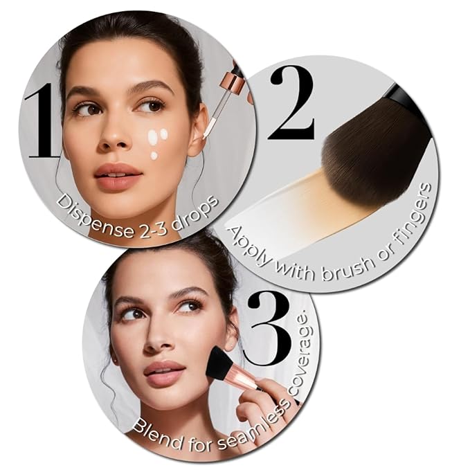 LUMINESS Liquid Mirage 3PC Kit - Color Changing Foundation with SPF 50 Primer & Makeup Brush, Hydrating & Lightweight Face Makeup, 4 in 1 Liquid Foundation, Concealer & Moisturizer (01 Light)