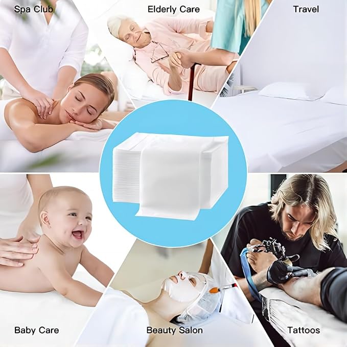 20Pcs Disposable Massage Table Sheets 31.5" x 71" Non-Woven Fabric Bed Covers for Ultimate Hygiene and Comfort in Massage, Tattoo, and Spa Treatments, Breathable and Durable Sheets(White)