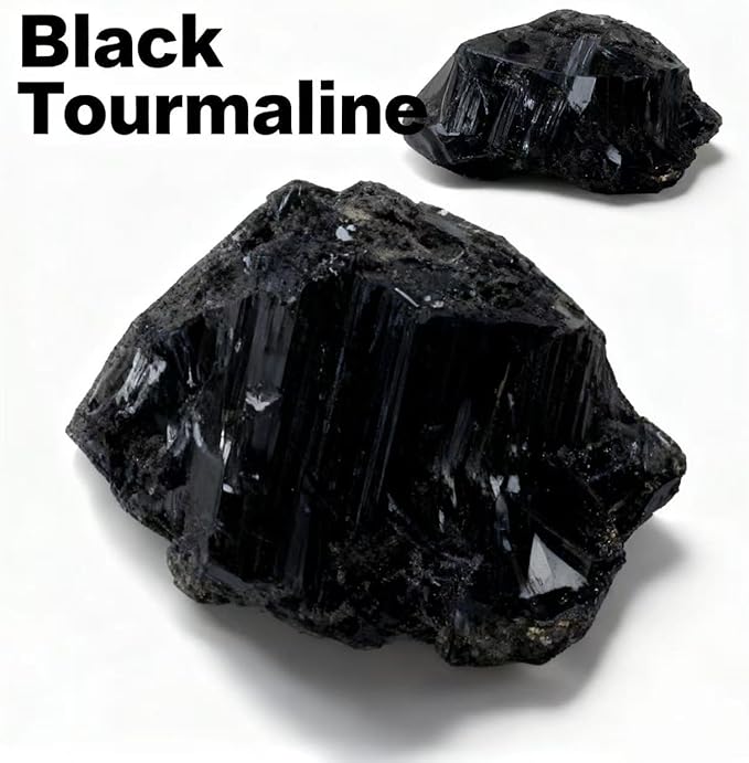 Bulk Raw Crystals - Beginner DIY Healing Crystal Set, 0.6-1.2” Natural Unpolished Gemstones for Terrarium, Meditation, Tarot, Grids, Aroma Stone, 0.45lb (Black Tourmaline-L)