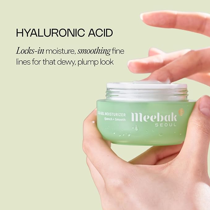 Meebak Cica Gel Face Moisturizer | Lightweight Hydrating Water Cream with Hyaluronic Acid & Vegan Collagen | Fast-Absorbing, Cooling Gel for All-Day Hydration & Glass Skin | Korean Skin Care