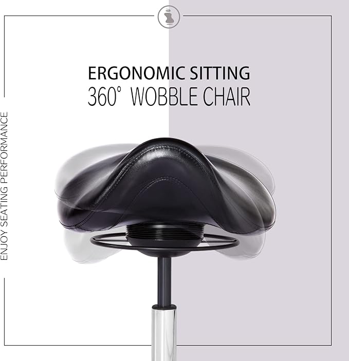 Saddle Stool Swivel Height Adjustable with Wheels Wobble Rolling Stool for Medical Massage Salon Kitchen Spa Drafting Lab Clinic Dentist, Ergonomic Hydraulic Seat Chair Office Stool