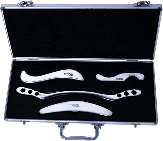 STICKON Stainless Steel Gua Sha Scraping Massage Tool Set IASTM Tools Great Soft Tissue Mobilization Tool (J Shape)